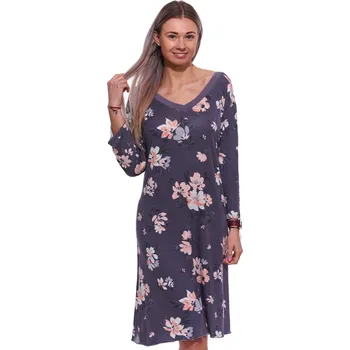 Dámské noční prádlo Šedá a růžově květovaná luxusní jemná noční košilka pro plnoštíhlé ženy s 3/4 rukávy 1D1486 růžová xl