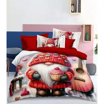 Povlečení Novinka 2025! Sada vánočního bavlněného povlečení s 3D efektem pro 2 postele 140x200/70x90 cm – VÁNOCE / MERRY CHRISTMAS - Skřítek se zmrzlinou + PROSTĚRADLO ZDARMA !