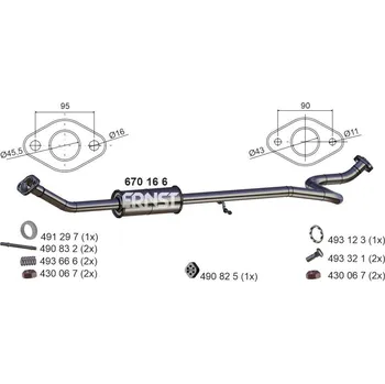 Výfukový systém Střední tlumič výfuku ERNST 670166