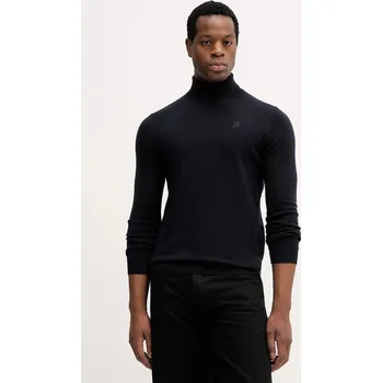 Pánský svetr Vlněný svetr Karl Lagerfeld pánský, hnědá barva, s golfem, 554399.655058 59X, vel. XL