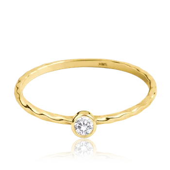 Módní doplněk MINET Decentní zlatý prsten s bílým zirkonem Au 585/1000 Velikost prstenu:: 54, Hmotnost (g): 0,65