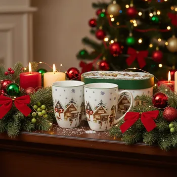 Porcelánové hrnky DUO CHRISTMAS VILLAGE 360 ml 2 ks