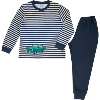 Chlapecké pyžamo xcena Pyžama bavlněné s pruhy s náplety Velikost: 134
