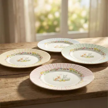 Talíře s proužky s motivem zajíců EASY LIFE 19 cm vícebarevné 4 ks