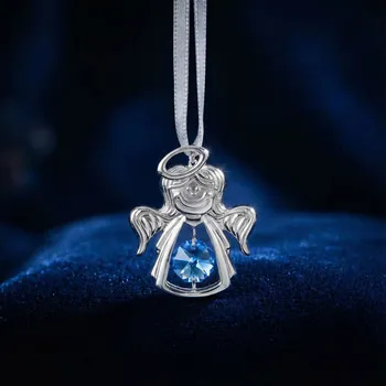 Kancelářský nábytek Závěsná figurka andílek 6 cm chrom modrá