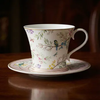 Šálek s podšálkem s motivem ptáků a květin EASY LIFE 350 ml