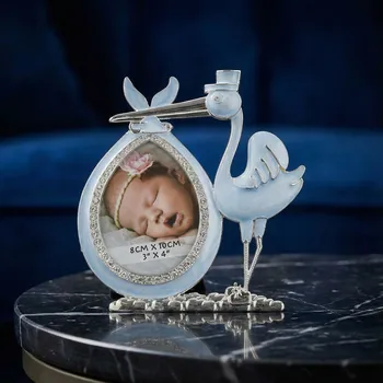 Rám na obraz Rámeček na fotografii čáp s kamínky 8 × 10 cm světle modrý