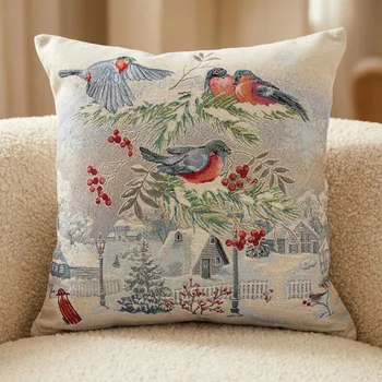 Povlak na polštářek Zimní povlak na polštář s hýly 45 × 45 cm