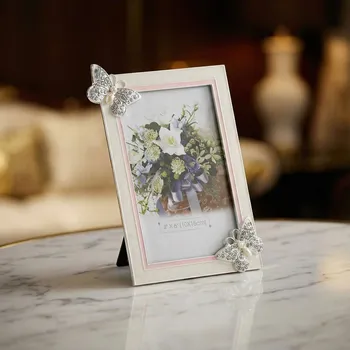 Rám na obraz Rámeček na fotografii s motýly 10×15 cm stříbrno-růžový