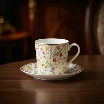 Šálky s podšálky s květy EASY LIFE 100 ml vícebarevné 6 ks