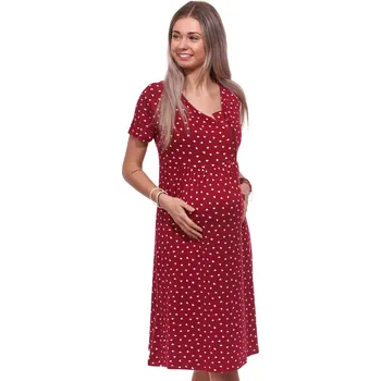 Dámská noční košile Vínová i bílá luxusní jemná těhotenská i kojící košilka na zip se srdíčky 1D1500 vínová xxxl