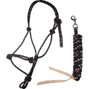 Set provazové ohlávky a vodítka HKM Trust black FULL