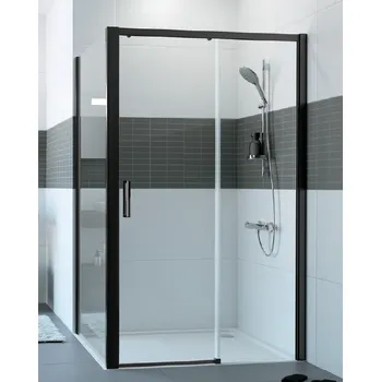 Hüppe Classics 2 EasyEntry - Posuvné dveře 1-dílné s pevným segmentem 2000x1700 mm, upevnění vpravo, černá matná, čiré sklo s Anti-Plaque C25614.123.322