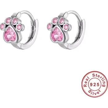 Náušnice Prosperk Stříbrné náušnice kroužky s tlapkami růžové S4852