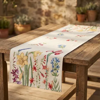 ubrus Běhoun s květy ANASTASIA 45 × 140 cm béžový