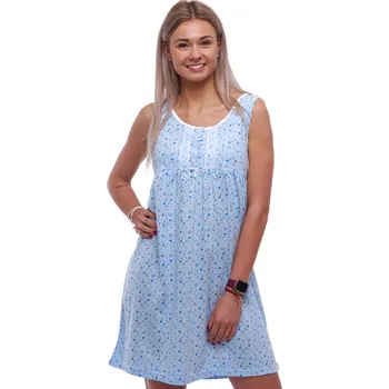 Dámská noční košile Modrá květinová noční košilka bez rukávů pro ženu propínací na knoflíky 1C4103 modrá xxxl