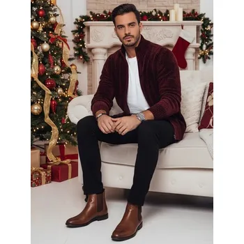 Pánský svetr Dstreet Pánský vínový svetr na zip