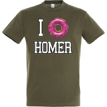 panske-levne-bavlnene-tricko-digi-potisk-donut-Homer-Simpsons Barva: Khaki, velikost: XL