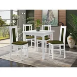 Jídelní sestava 4+1 HARDIN 2 - bílá/tmavá olivová