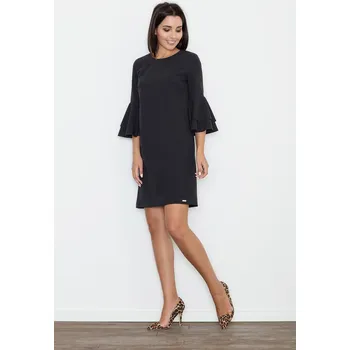 Dámská móda Elegantní, volné šaty se zapínáním na zip vzadu M564 FIGL Barva: Černá, Velikost: XL