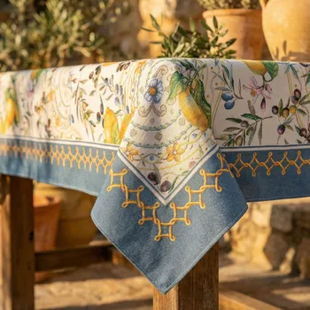 ubrus Ubrus s citrony a olivami s modrým lemem LIMA 137 × 240 cm