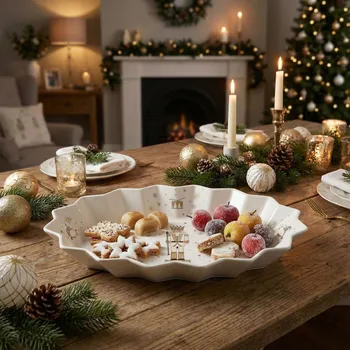 Oválná vánoční mísa EASY LIFE NUTCRACKER 25 × 17 cm bílá