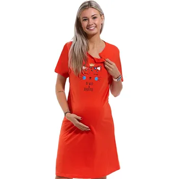 Dámská noční košile Tmavě oranžová kojící a těhotenská košilka, Queen of cats 1C3143 oranžová xl