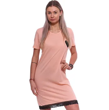 Dámské noční prádlo Meruňková i černá noční košilka s krátkými rukávy a s krajkou pro ženy či dívky srdce 1C3863 oranžová xxxl