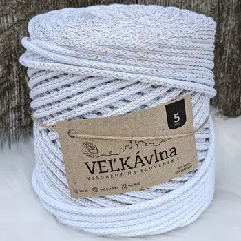 Příze Velká vlna Špagát 5mm Vánoční sněženka s lurexem (Špagátová příze 5mm Vianočná snežienka)