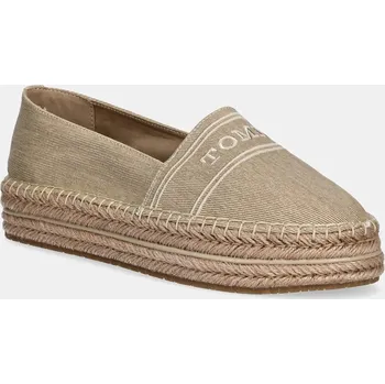 Dámské polobotky Espadrilky Tommy Hilfiger DENIM PLATFORM ESPADRILLE FW0FW08543 béžová 80X, EUR 38