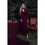 MOE Šaty s řasením a šerpou M891 Barva: Vínová, Velikost: L