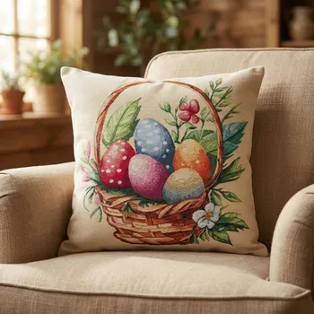 Povlak na polštářek Velikonoční povlak na polštář MONIE 45×45 cm béžový