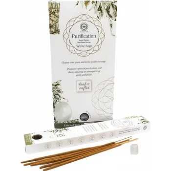 Vonná tyčinka Green Tree Vonné tyčinky Gemstone Collection White sage Purification (Očista se selenitem), 12 ks