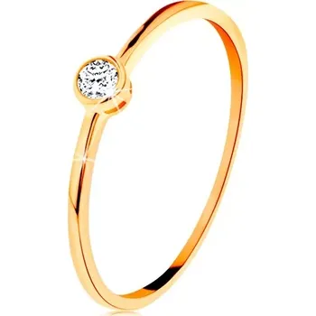 Prsten Prsten ve žlutém zlatě 585 - kulatý čirý zirkon v lesklé objímce - Velikost: 56