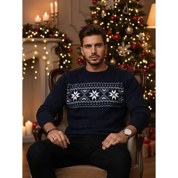 Pánská móda Dstreet Módní granátový svetr s jedinečným vzorem