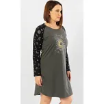 Vienetta Dámská noční košile s dlouhým rukávem The moon tmavě šedá