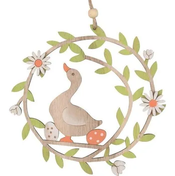 Věnec s hnízdem a růžovou mašlí 20 cm