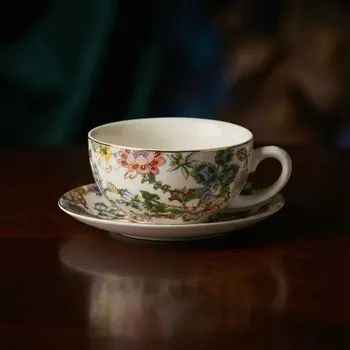 Konvice na čaj Šálek s podšálkem s květinami se zlatým okrajem 250 ml