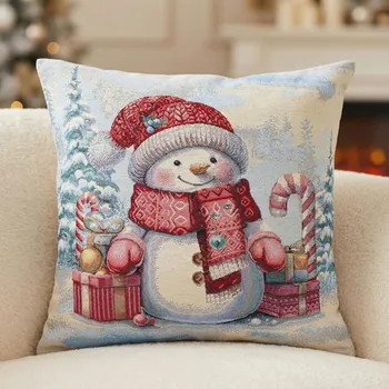 Povlak na polštářek Vánoční povlak na polštář se sněhulákem 45×45 cm