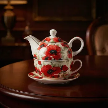 Talíř Sada tea for one 400 ml v červené máky