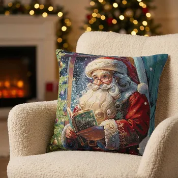 Povlak na dekorativní polštářek Vánoční povlak na polštář s Mikulášem KISS 45 × 45 cm vícebarevný
