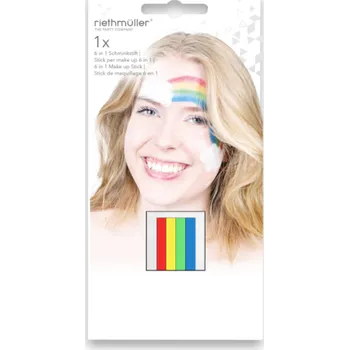 Karnevalový doplněk Riethmuller 6v1 make-up tyčinky v duhových barvách