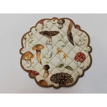Nákupní taška Textilní prostírání na stůl kulaté 20cm - hnědé - velké houby