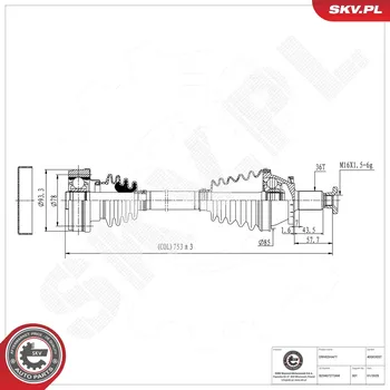 Hřídel nápravy Hnací hřídel ESEN SKV 40SKV037