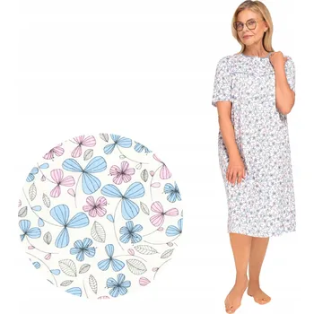 Dámská noční košile KOŠILE NOČNÍ S KRÁTKÝM RUKÁVEM, BAVLNĚNÁ, VOLNÁ, ROZEPÍNACÍ, MODRÁ[TAG_CLOSE_B]