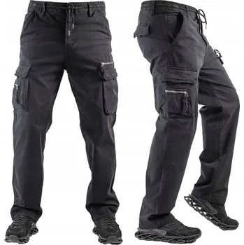 Pánské kalhoty KAPSÁČE PÁNSKÉ ČERNÉ ROVNÉ NOHAVICE TERRY vel. 31