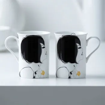 Hrníčky s potiskem bílo-černé 2 ks