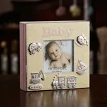 Dětské fotoalbum s rámečkem 8 × 8 cm růžové