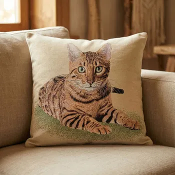 Povlak na polštářek Povlak na polštář s kočkou JERRY 45 × 45 cm béžový