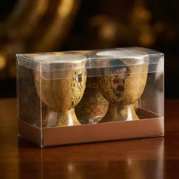 Stojánek na vajíčko Skleněné kalíšky na vejce KLIMT THE KISS 7 cm 2 ks